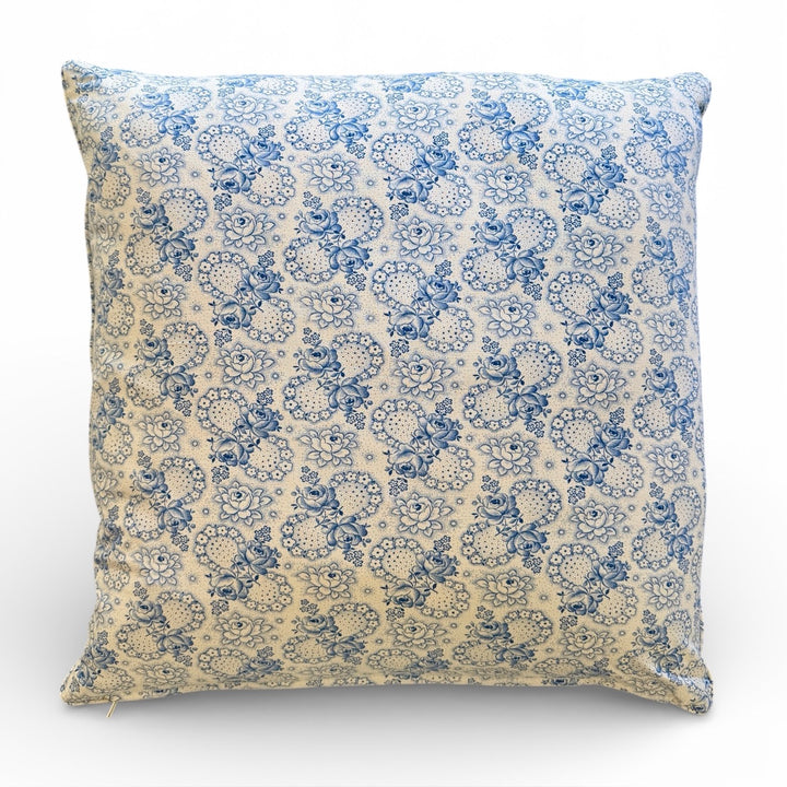 Custom 21" x 21" Pillow made from Vintage English Floral Printed Cotton | Blue B