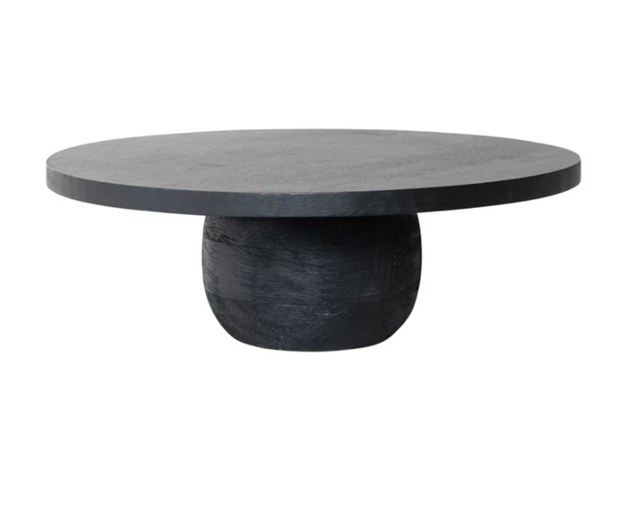 Mango Wood Pedestal in Black | S