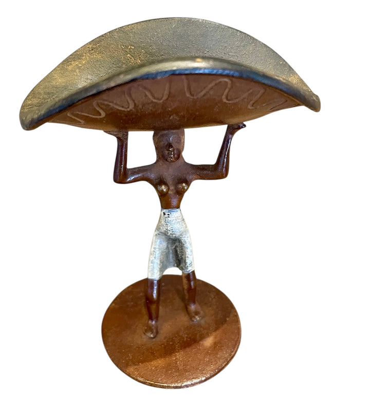 Vintage Native Woman Bronze Sculpture
