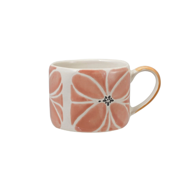 10 oz. Stoneware Mug with Wax Relief Design | Pink