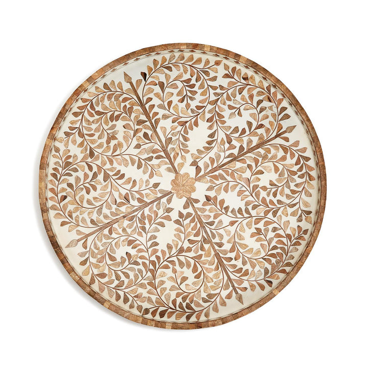 Jaipur Palace Natural Inlaid Decorative Round Serving Tray