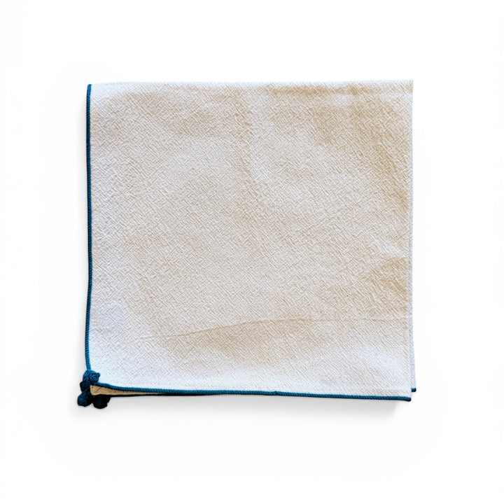 Valerie Barkowski Cotton Napkin w/ Hand Knotted Accents, Morocco | Teal