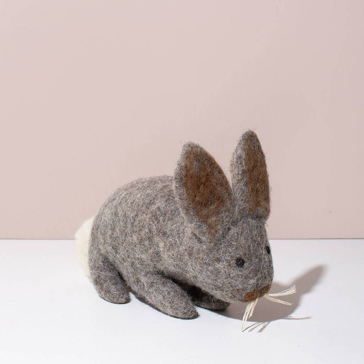 Hand Felted Grey Bunny | S