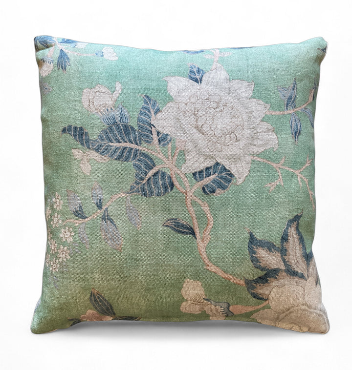 Custom 21" x 21" Pillow made from a Floral Printed Linen, England