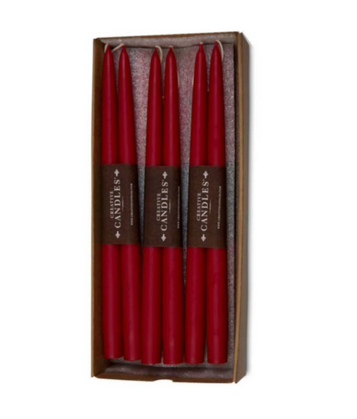 Dripless Taper Candles in Crimson| 9" (Pair)