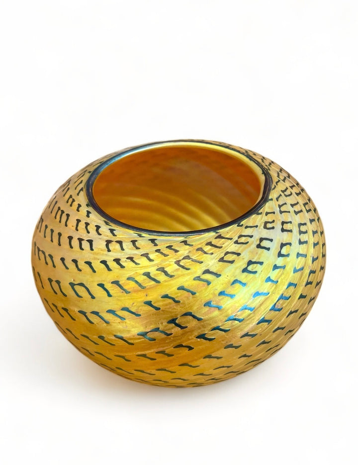 Studio Round Gold Iridescent Art Glass Vase