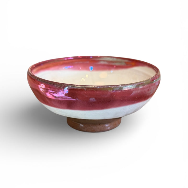 Handmade Pottery Metallic Rose Stripe Bowl, Egypt