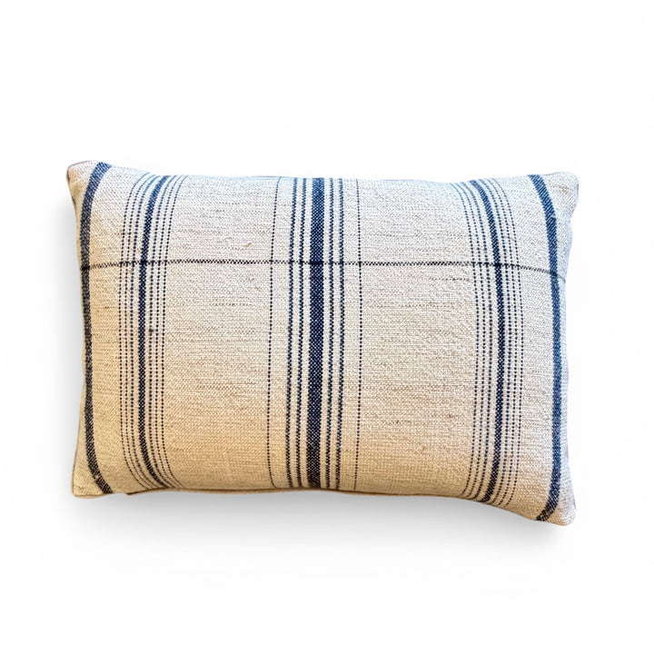 Custom 12" x 18" Pillow made from a Handspun Linen / Wool Textile, India
