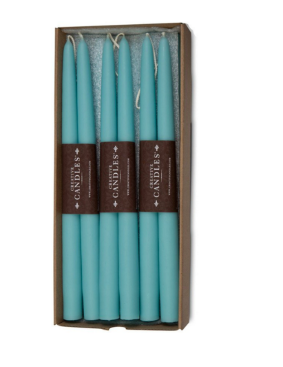 Dripless Taper Candles in Aquamarine | 9" (Pair)