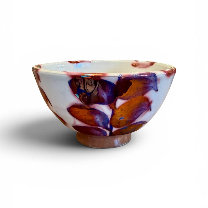 Handmade Pottery Metallic Rose Leaf Stem Bowl, Egypt