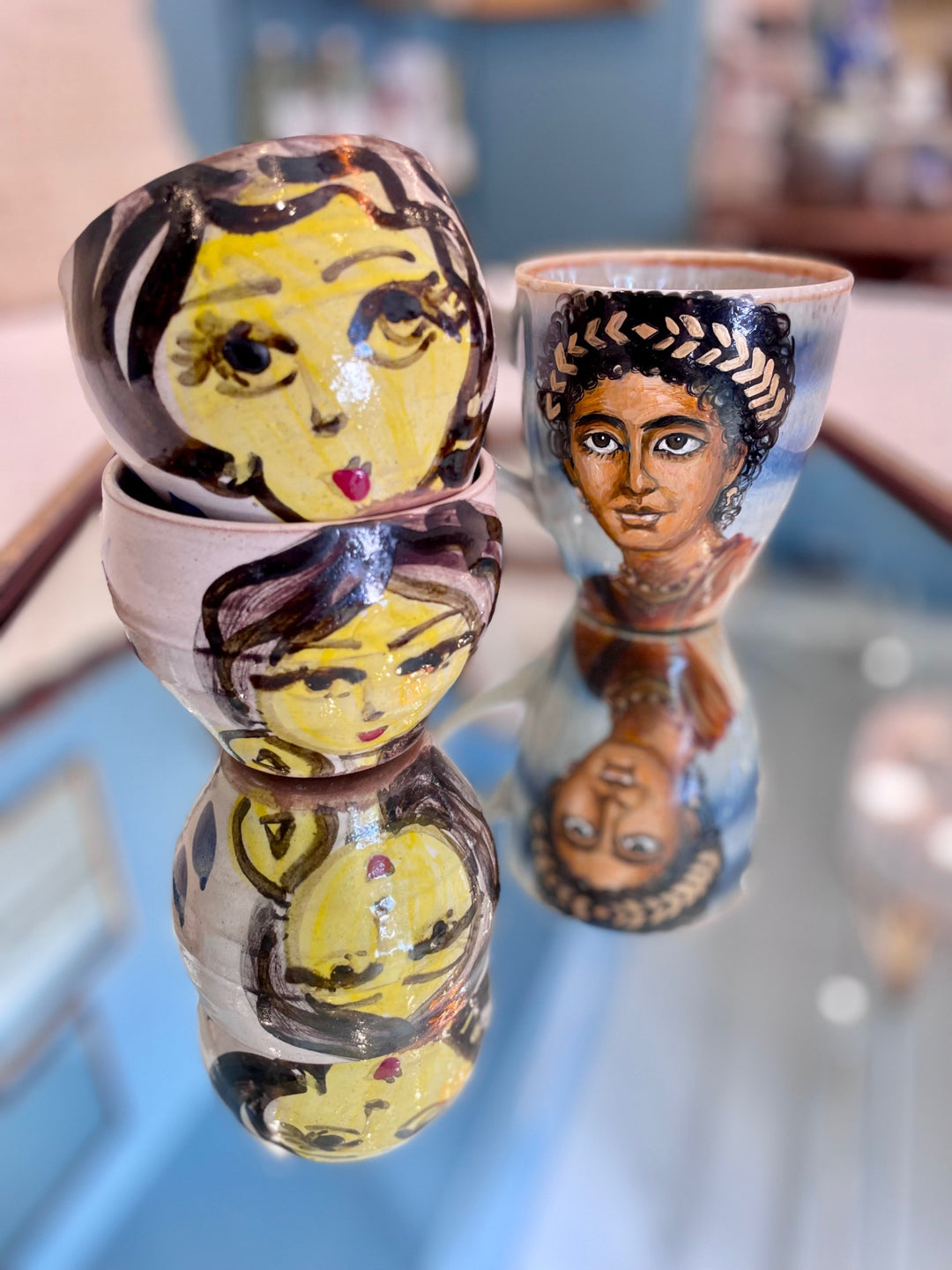 Handmade Pottery Portrait Mug, Egypt