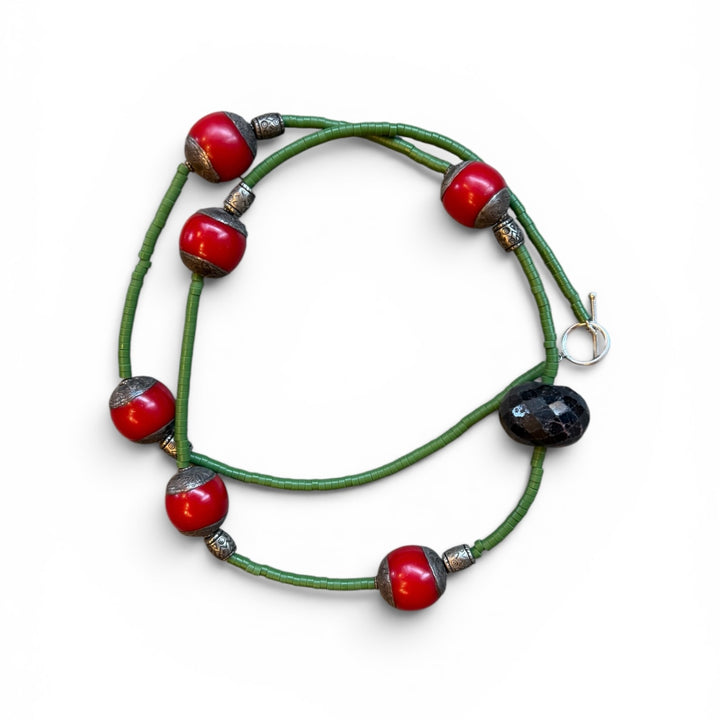 Handmade Berber Long Beaded Necklace, Morocco | B