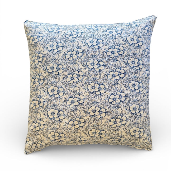 Custom 21" x 21" Pillow made from Vintage English Floral Printed Cotton | Blue A