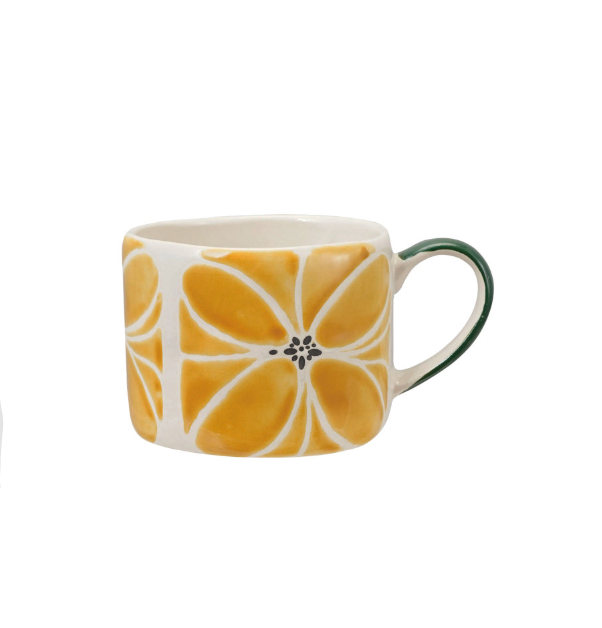10 oz. Stoneware Mug with Wax Relief Design | Yellow