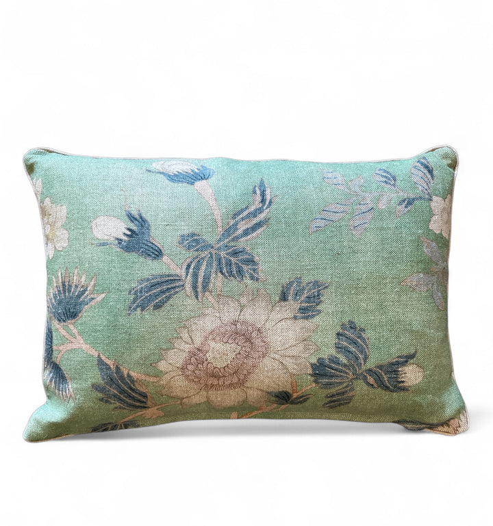 Custom 12" x 18" Pillow made from a Floral Printed Linen, England