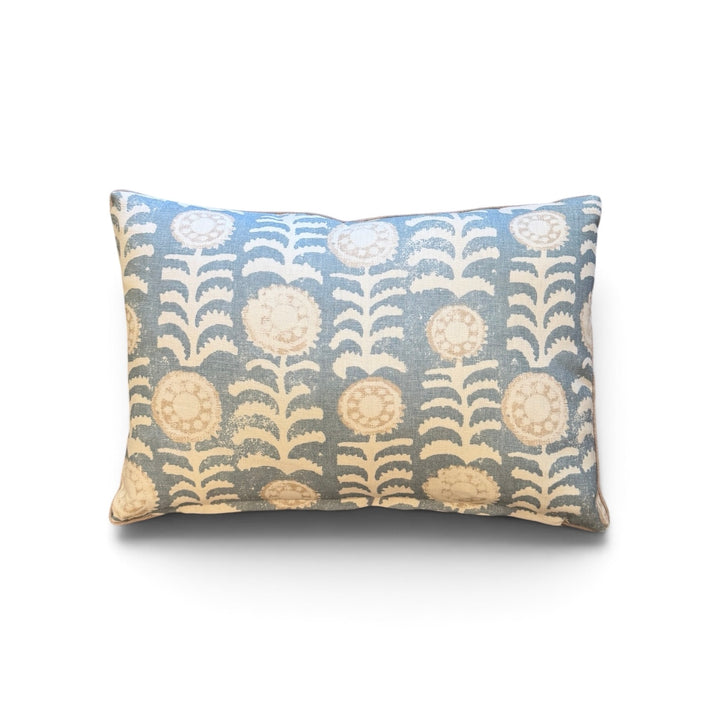 Custom 12" x 18" Pillow in a Penny Morrison Hand Block Printed Linen, Killi Blue