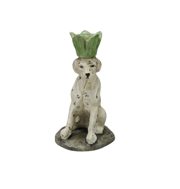 Painted Cast Iron Dog Shaped Taper Holder w/ Distressed Finish