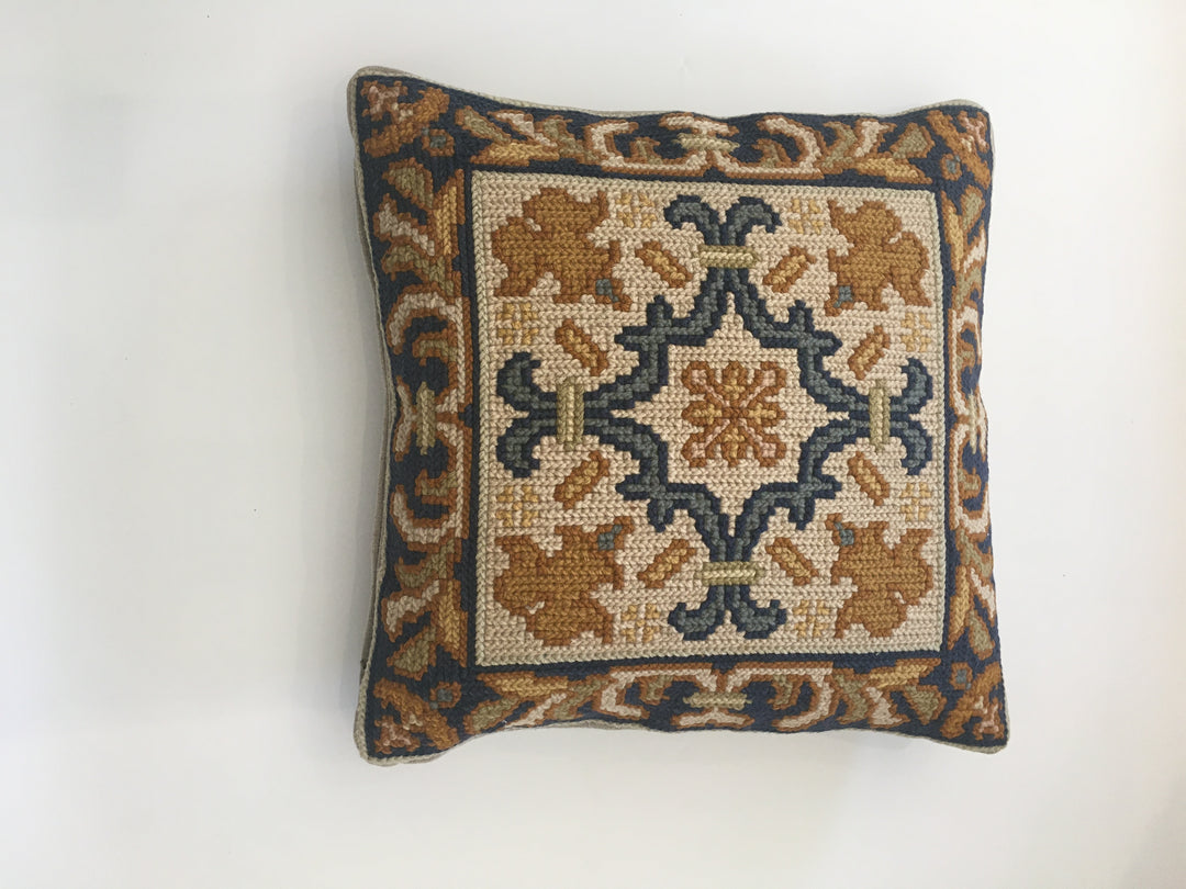 Custom 17" x 17" Pillow from Vintage Needlepoint w/ Linen Back