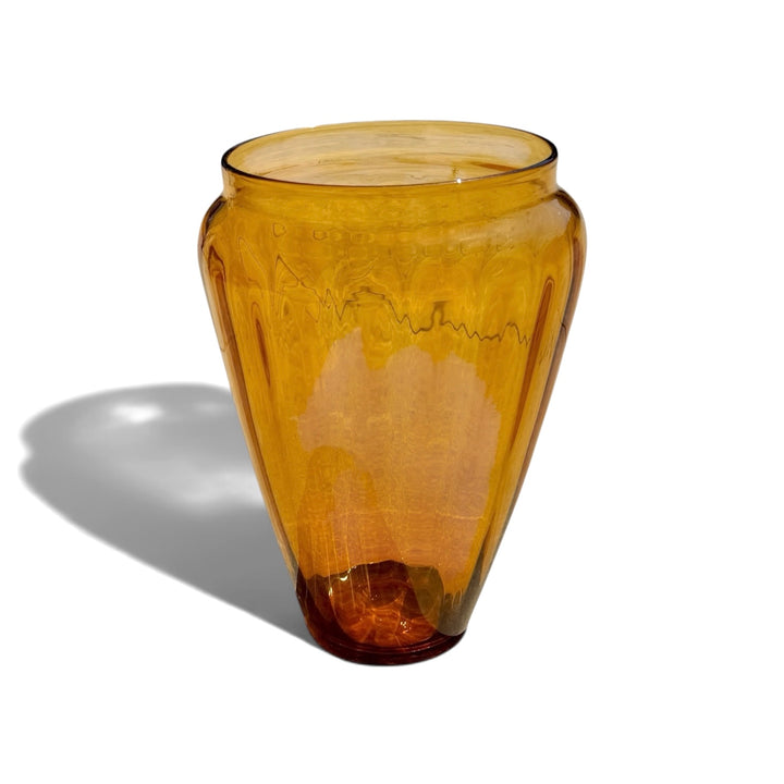 Vintage Large Handblown Amber Glass Vase