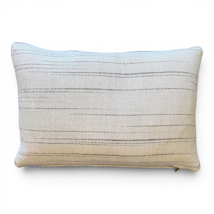 Custom 12" x 18" Pillow in a Cotton-Blend Flax + Grey Fabric w/ Random Lines
