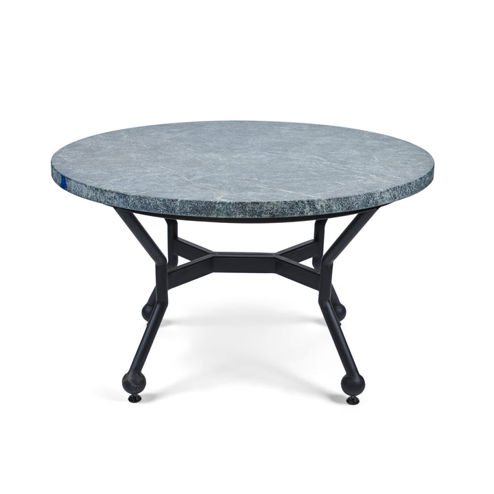 Custom Made Iron Coffee Table with New Round Soapstone Top