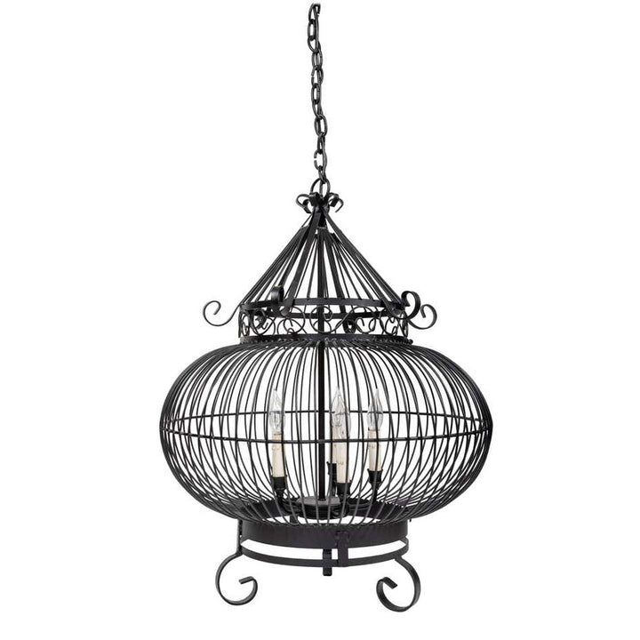 Vintage Wrought Iron Birdcage Hanging Light