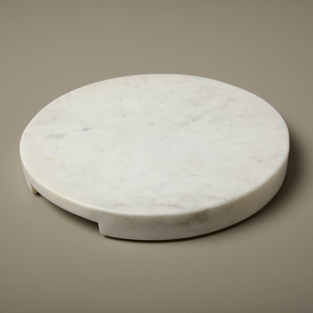 White Marble Round Board with Grooves