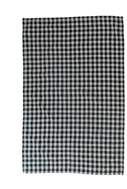 Gingham Woven Cotton Tea Towel | Black