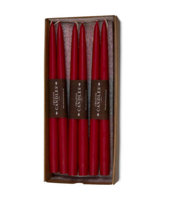 Dripless Taper Candles in Red | 9" (Pair)