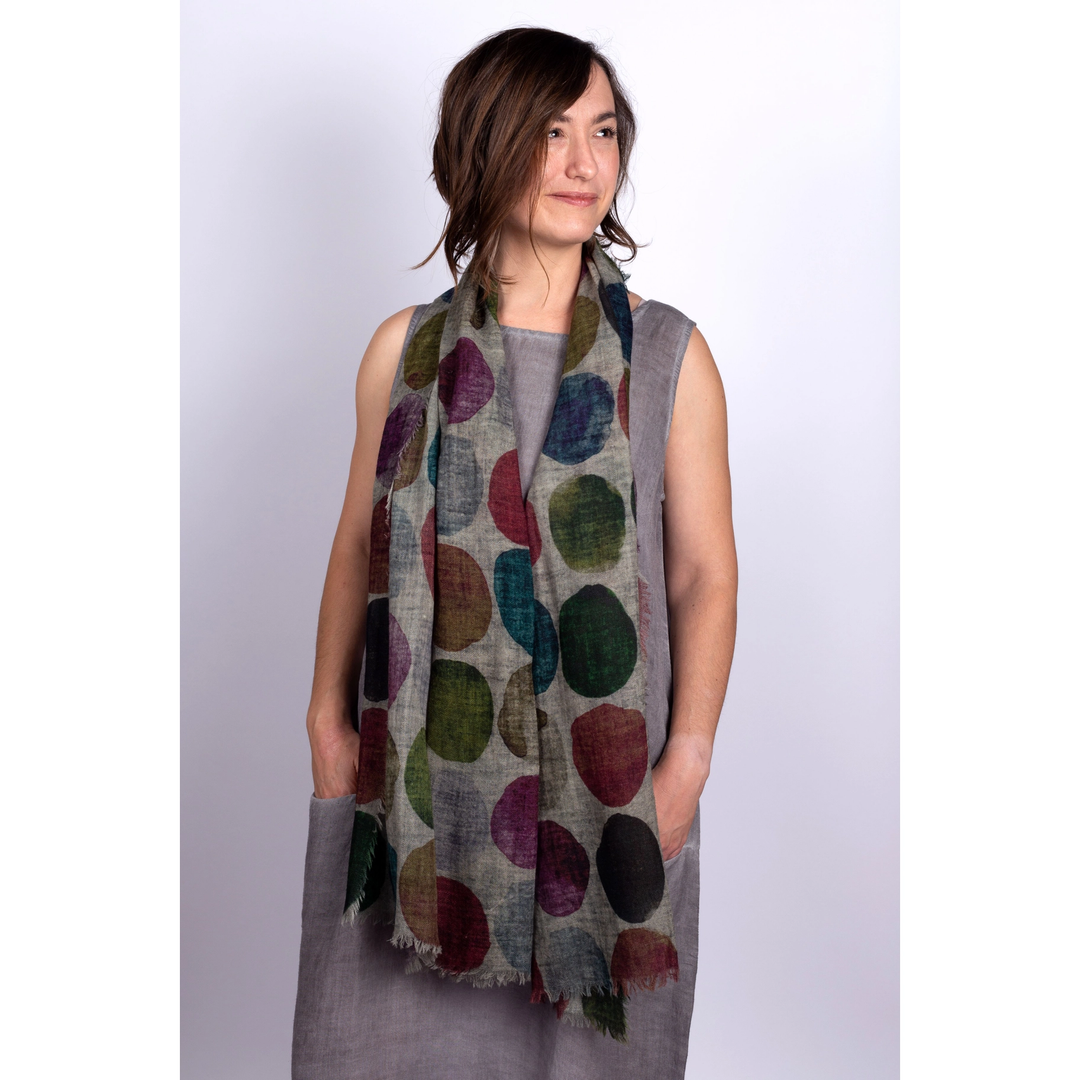 Jora Polka Dot Wool Scarf | Gray