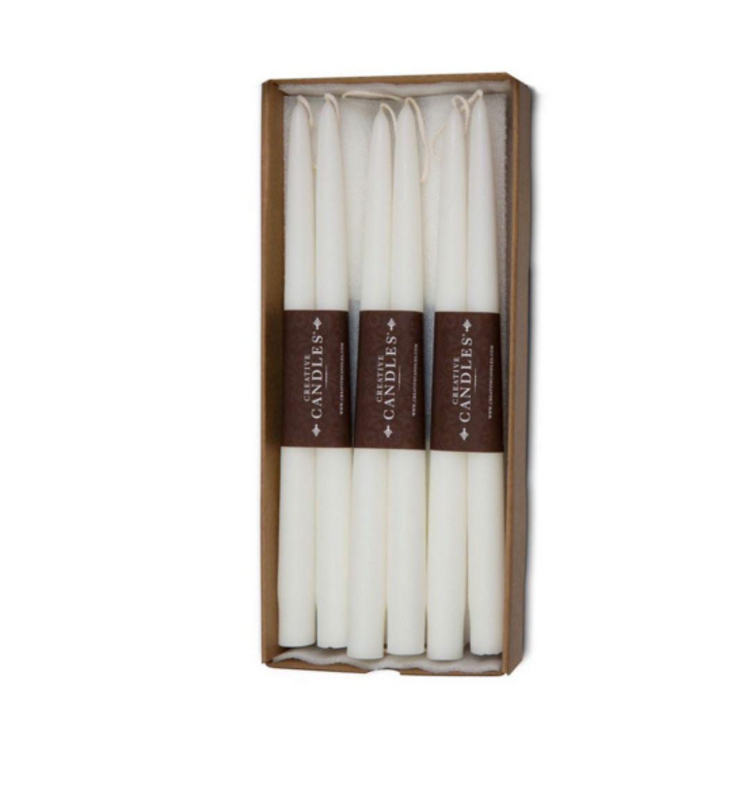 Dripless Taper Candles in White | 9" (Pair)