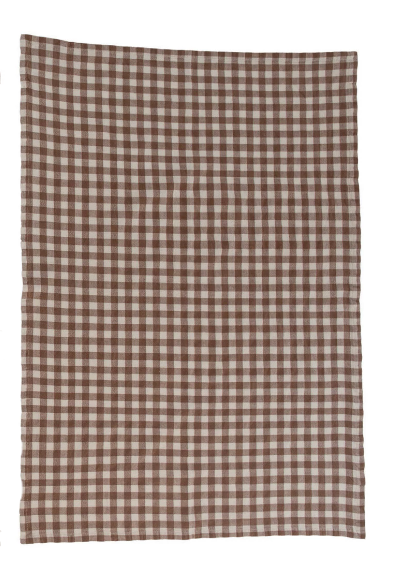 Gingham Woven Cotton Tea Towel | Chocolate