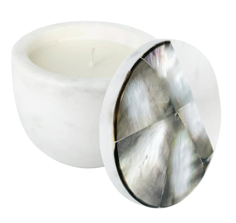 Grey Mother of Pearl Lavender Candle