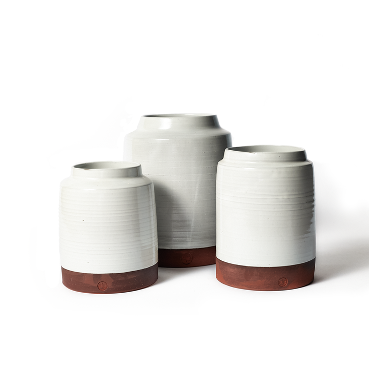 a|g Ceramics - Red Clay and White Glaze Farmhouse Vase | LG