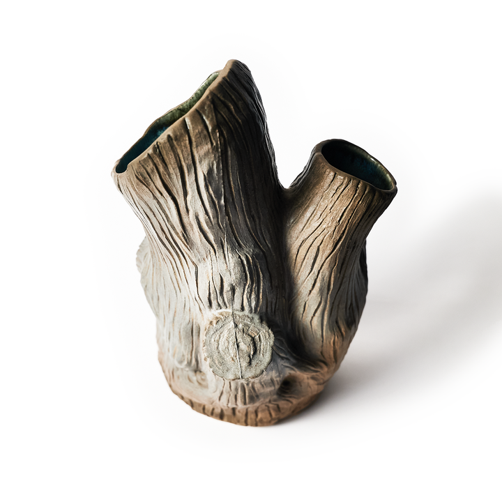 Black Forest Sculptured Stump Vase