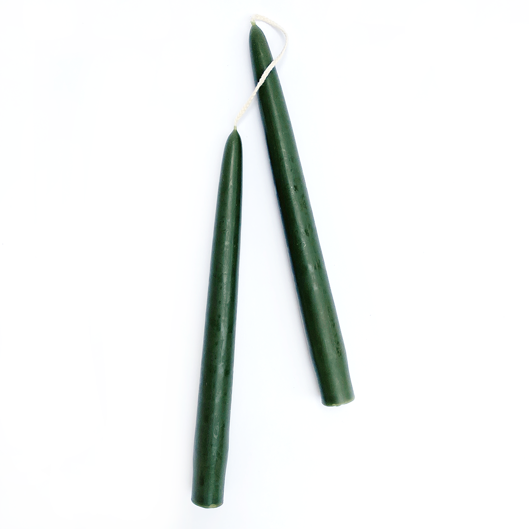 Dripless Taper Candles in Moss | 9" (Pair)