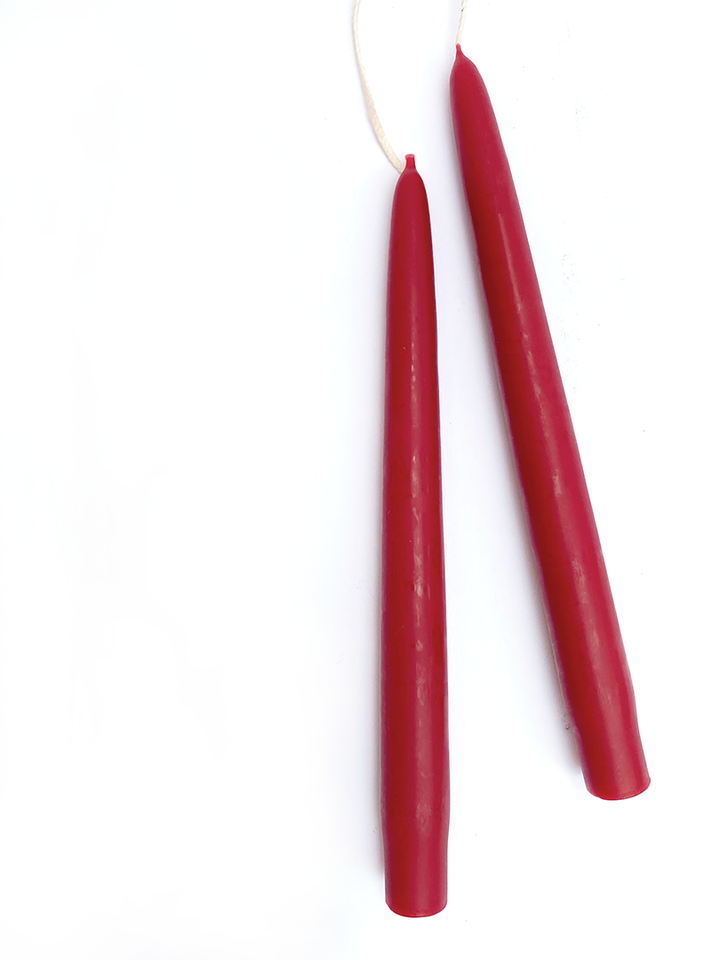 Dripless Taper Candles in Red | 9" (Pair)