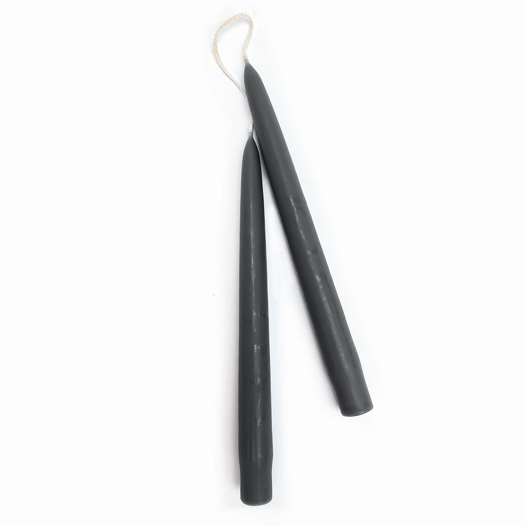 Dripless Taper Candles in Pewter | 9" (Pair)