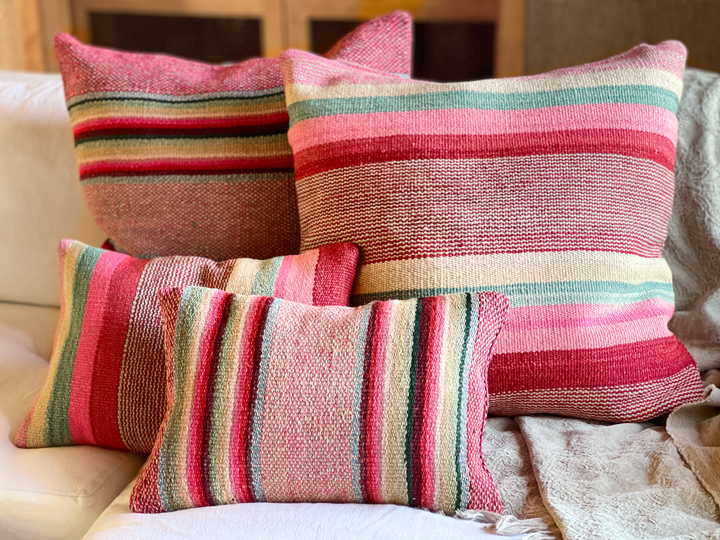 Custom 24" x 24" Pillow Made from Hand Woven Peruvian Blanket