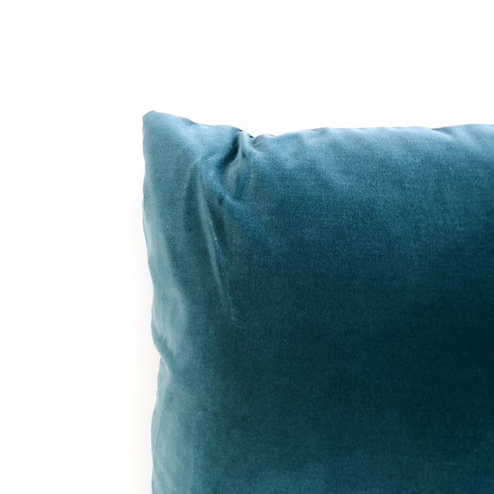 Custom 24" x 24" Pillow in Cotton Velvet from Belgium | Turquoise