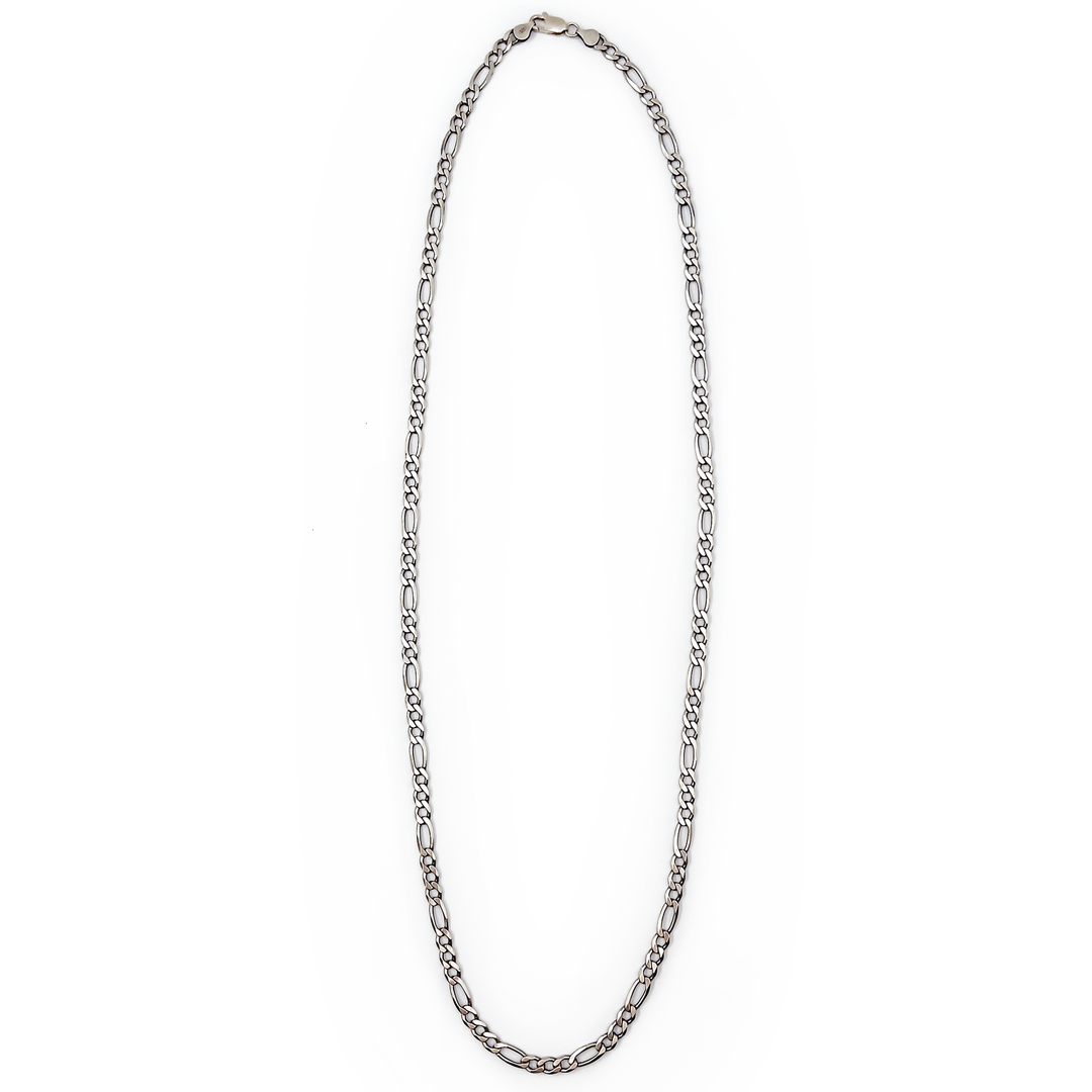Vintage Handmade Medium Sterling Variegated Flat Heavy Link Chain with Lobster Clasp | 30"
