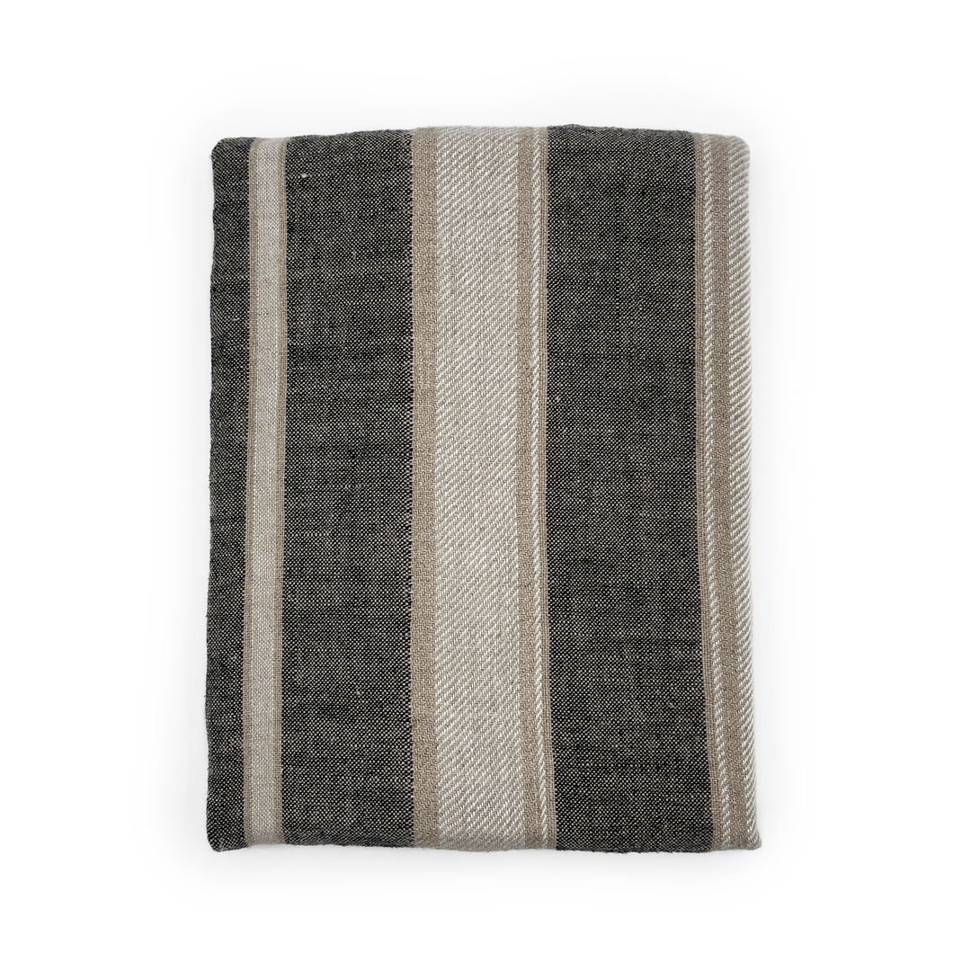 TL at home - Camp Linen Throw | Charcoal
