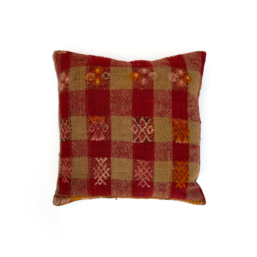 Custom-16"-x-16"-Vintage-Moroccan-Rug-Pillow-red-check