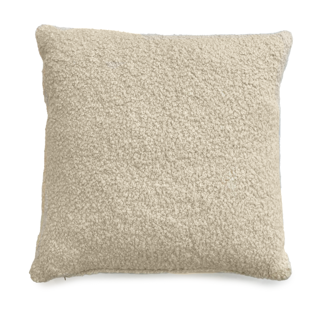 Maude-woods-vintage-pillows-Custom 21" x 21" Pillow made from Cream Alpaca Bouclé