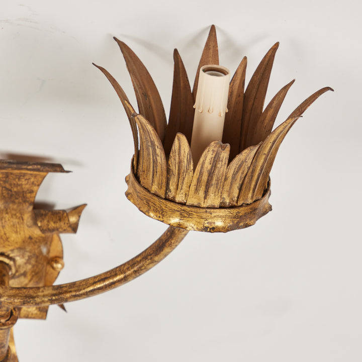 Vintage 2 Arm Sconce with Gold Leaf Finish