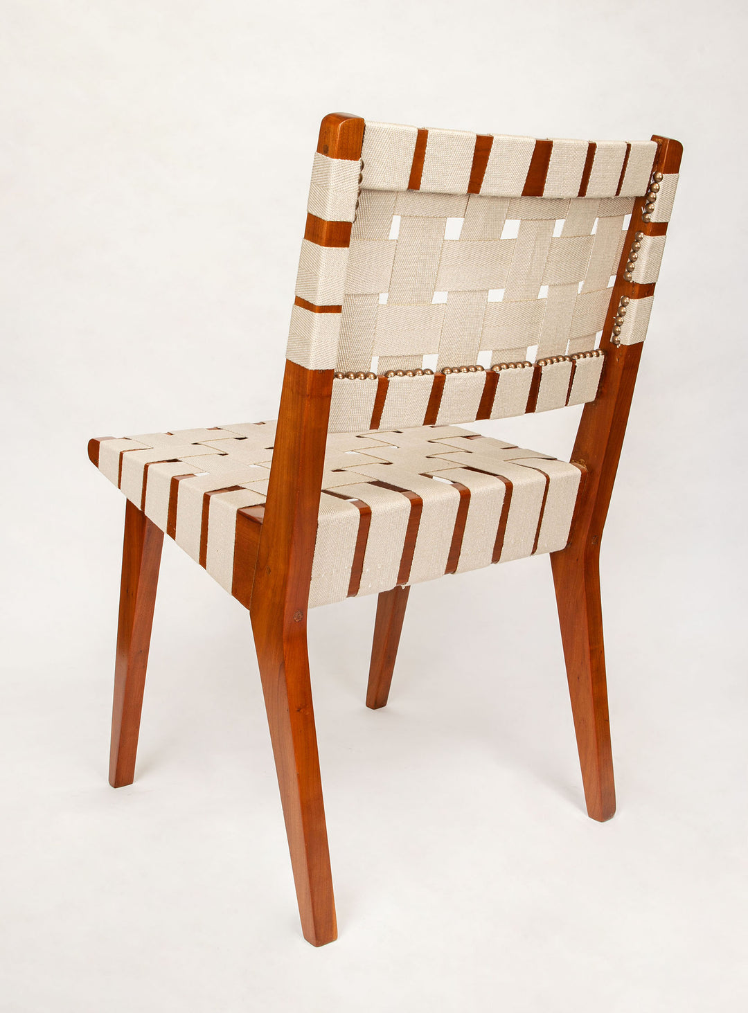 Classic Jens Risom Mid-Century Teak Woven Side Chairs (Pair)