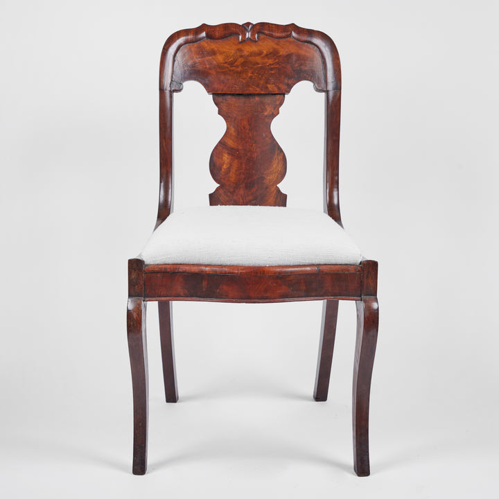 Antique Queen Anne Style Walnut Burl Wood Chairs | Pair
