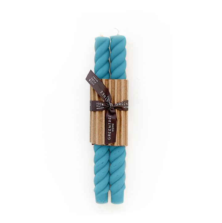 Greentree Home - Rope Beeswax Tapers in Turquoise (Pair)