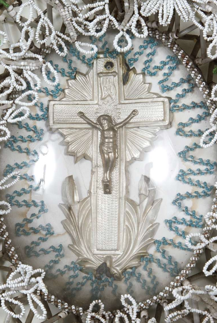 Antique Beaded Religious Wall Hanging