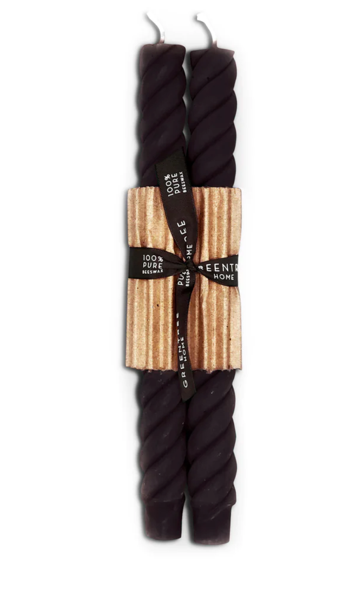 Greentree Home - Rope Beeswax Tapers in Black (Pair)